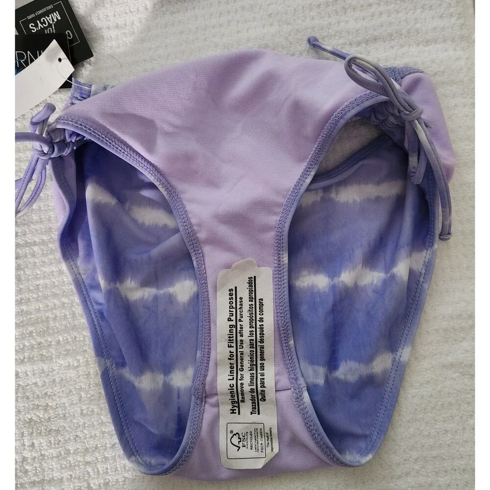 California Waves Women's Bikini Bottom Size Small Purple Tie Dye Adjustable NWT